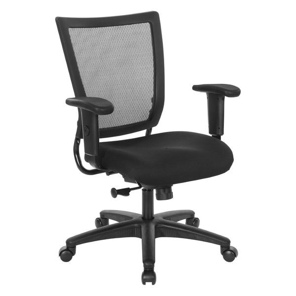 OSP Home Furnishings Soft Frame Ergonomic Task Chair with Mesh Back and Pu Padding for Home Office Use 69353-30