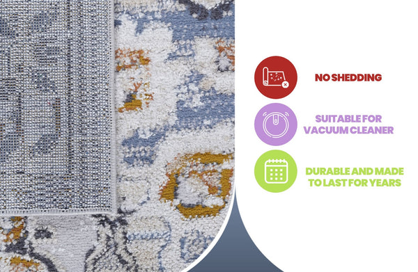 English Elm Payas Medallion Area Rug 5X7 - Cream & Gold, Soft Polyester, Stain-Resistant, Ideal For Homes B189P183576-GIGA