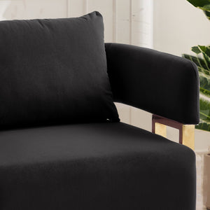 English Elm Ts Velvet Accent Chair Set of Two with Gold Metal Legs for Living Room or Office Black W2311P414940