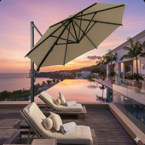 English Elm 10 Ft Square Cantilever Patio Umbrella Upf 50 Offset Canopy with 360 Rotation Khaki B082P454952