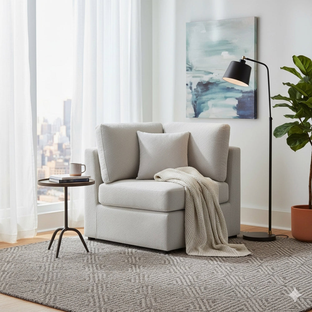 English Elm Chauncy Corner Wedge Chair - Gray, Stylish & Comfortable Accent Seating With Removable Cushions B050P410804