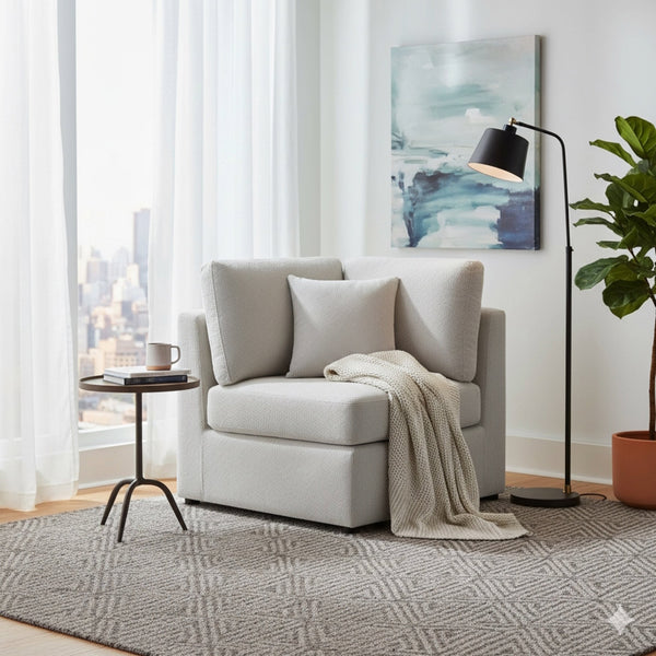 English Elm Chauncy Corner Wedge Chair - Gray, Stylish & Comfortable Accent Seating With Removable Cushions B050P410804