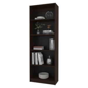 English Elm Fm Furniture Dam Bookcase - Slim Modern Design With 5 Open Shelves In Stained Walnut Finish For Storage B128P301394