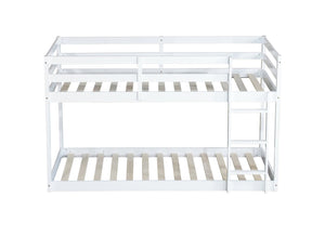 English Elm Solid Wooden Twin Over Twin Bunk Bed In White - Sturdy Rubberwood Frame With Reinforced Slats W504P191646-GIGA