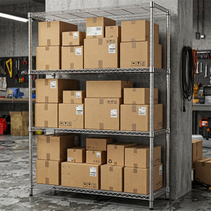 English Elm 1400 Lbs Capacity Four Tier Wire Shelving Unit Heavy Duty Steel Garage Pantry Rack Chrome W5386P445378