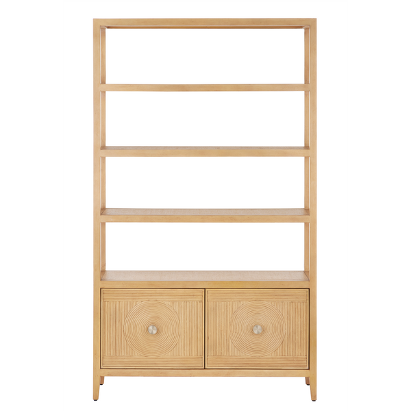 Santos Vintage Navy Storage Etagere - Stylish Mahogany with Rattan for Elegant Home Organization