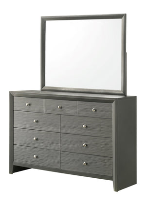 English Elm 1pc Modern 9-Drawer Dresser with Round Knobs, Gunmetal Wood-Pattern Finish, Stylish Bedroom Storage Dark Gray 57.1 L x 18.4 W x 40.6 H B2741P345933