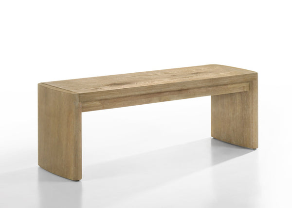 English Elm Massimo Six Piece Extendable Oak Dining Set with Bench and Cream Upholstered Chairs B2749S00305