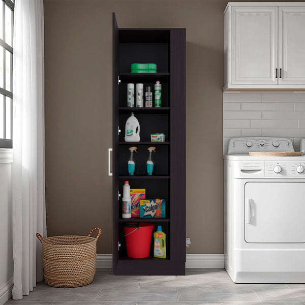 English Elm Fairfield Tall Storage Cabinet Six Shelves Melamine Finish Concealed Door Organizer B097P474303