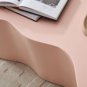 English Elm 50 Inch Sculptural Fiberglass Coffee Table Ready to Use Focal Point for Modern Living Rooms Pink W876P452392