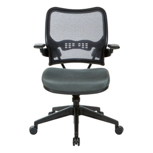 OSP Home Furnishings Deluxe Mesh Back Office Chair with Lumbar Support Synchro Tilt and Padded Arm Rests Grey 13-37N1P3-2M