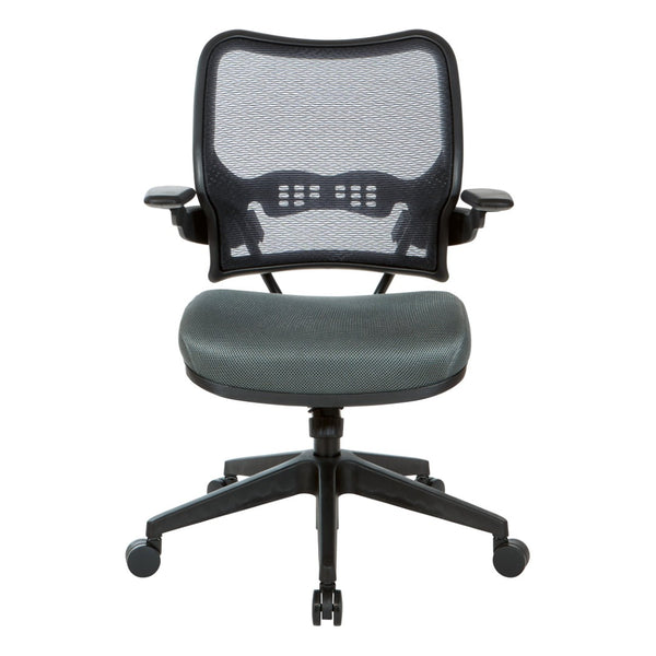 OSP Home Furnishings Deluxe Mesh Back Office Chair with Lumbar Support Synchro Tilt and Padded Arm Rests Grey 13-37N1P3-2M