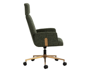 Sunpan KALEV Office Chair - Elegant Noah Meadow Fabric, Plush Comfort & Stylish Metallic Accents for Work 112383