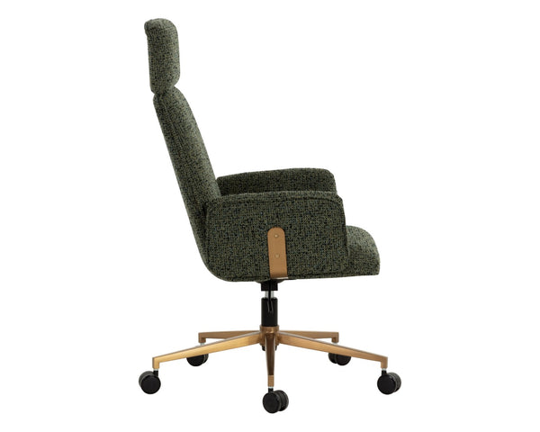 Sunpan KALEV Office Chair - Elegant Noah Meadow Fabric, Plush Comfort & Stylish Metallic Accents for Work 112383