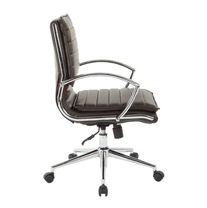 OSP Home Furnishings High Back Executive Office Chair Faux Leather Ergonomic Seat with Chrome Arms and Lumbar Support Mid SPX23591C-U1