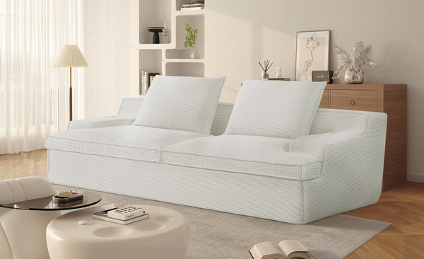 English Elm Nimbus Oversized Full Foam 4-Seater Sofa — 90" Wide Corduroy Comfort, No Assembly, Wide Arms, Ergonomic Ivory B2735P271458