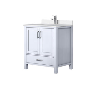 English Elm White 30 in. Bath Vanity with Cultured Marble Top, Soft-Close Drawer, Chrome Faucet Included B2731P258996