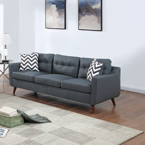 English Elm Modern 2-Piece Sofa Loveseat Set with Tufted Back Cushions, Geometric Throw Pillows & Tapered Legs Blue Gray 77 L x 31 W x 19 H B011S01306