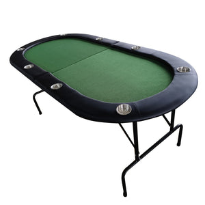 English Elm Ino Design Foldable 8 Player Poker Table with Cup Holders and Padded Vinyl Rails Green W2748P221627