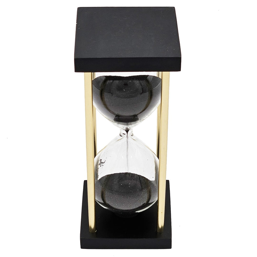 English Elm Set Of 2, Elegant Black Sand Hourglass Timers With Metal Frame - Perfect For Home Or Office Decor W2078P278695-GIGA
