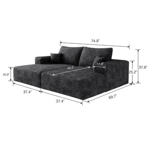 English Elm 74.8" Modern Sofa Bed - Plush Corduroy Sleeper & Lounger, Fully Assembled, Versatile & Cozy Design W2824S00032