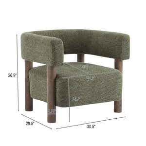 English Elm Christopher Knight Home® - Boucle Plush Bouclé Accent Chair with Rubber Wood Frame, Spring Bag Cushion for Cozy Support Olive Green,Walnut 30.75 L x 28.9 W x 19.25 H N776P268327G