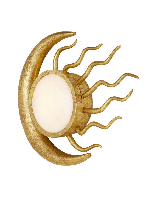 Currey & Company Tona Wall Sconce - Vintage-inspired, Handcrafted Iron Design With Gold Leaf Finish & Marble Accent Gold Metal ,Marble 5900-0058-currey-company