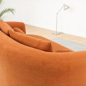 English Elm Loveseat Chenille Upholstered Sofa Compact Foam Seating for Small Apartments and Dens Orange W5385P454893