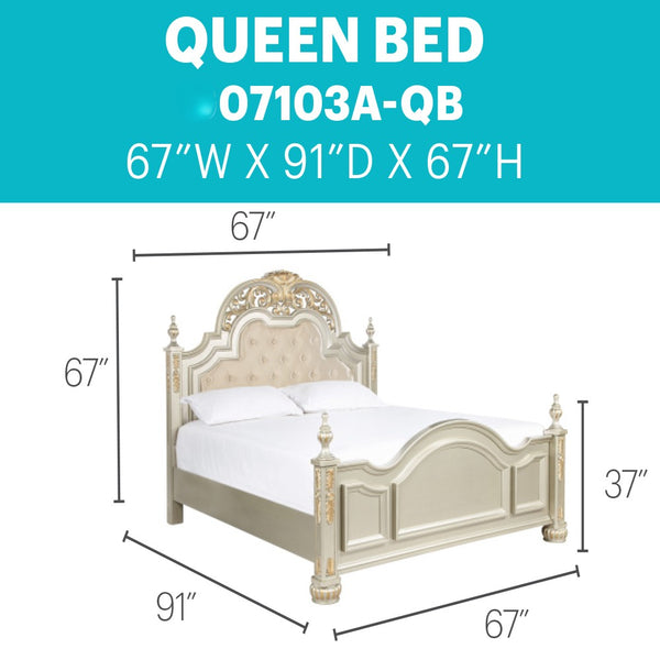English Elm Lyon Elegant Queen Bed In Warm Silver Champagne With Plush Upholstery & Timeless Craftsmanship B078S00600