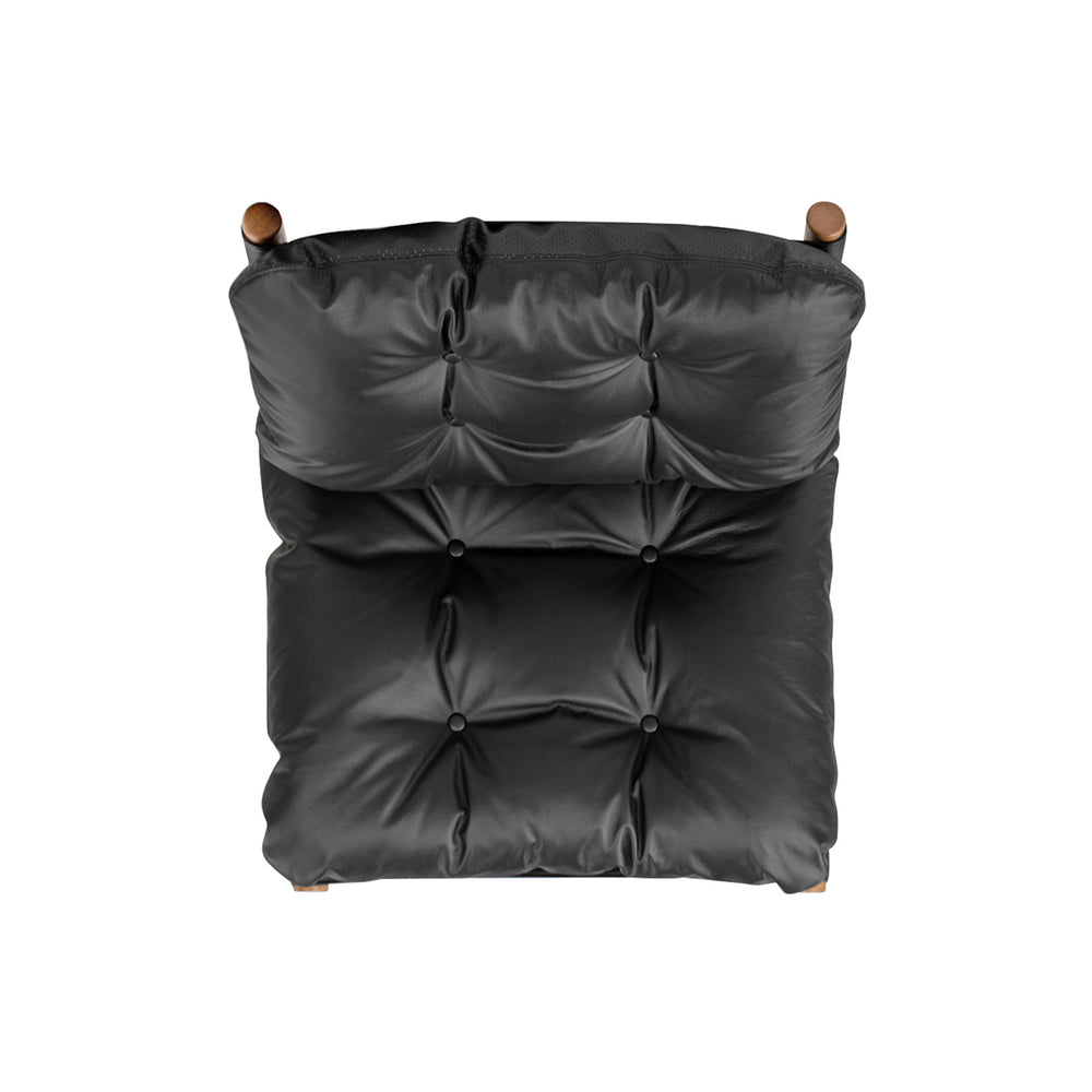 English Elm Jennifer Taylor Home - Oxford Mid-Century Accent Chair 26.5" Noir Black Leather Sling Seat, Top-Grain Cushion, Sturdy Frame B2719P290775