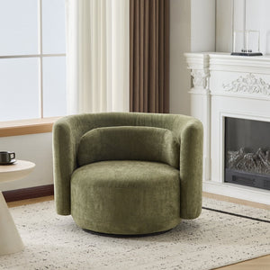 English Elm Christopher Knight Home® - Swivel Contemporary Accent Armchair with Lumbar Pillow, 360° Rotation, Metal Base Durability Green 37.75 L x 33.75 W x 26.5 H N776P368491G