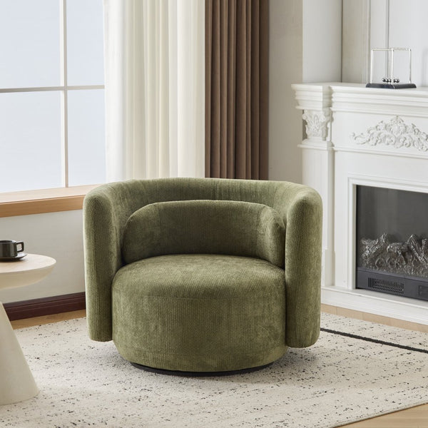 English Elm Christopher Knight Home® - Swivel Contemporary Accent Armchair with Lumbar Pillow, 360° Rotation, Metal Base Durability Green 37.75 L x 33.75 W x 26.5 H N776P368491G