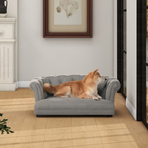 English Elm Kiki 36.5" Chesterfield Dog Sofa Bed, Medium, Uptown Gray Stain Resistant High Performance Polyester