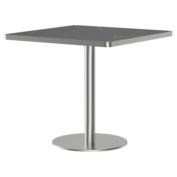 English Elm Square Bistro Pedestal Table Faux Marble Top Tulip Base for Small Dining Spaces W3316P421497