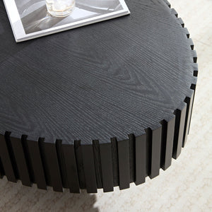 English Elm Modern Ellipse Drum Coffee Table 46.5" x 27.6" Oval Low-Profile Accent Table with Sturdy Pedestal Base, Durable MDF Wood Design Matt Black W2582P188738