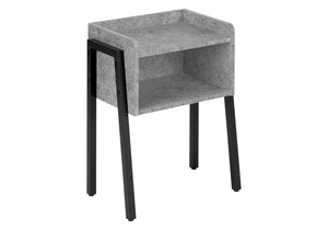 English Elm Accent Table Two Tier Industrial Nightstand with Reclaimed Wood Look and Black Metal Legs B2710P219345