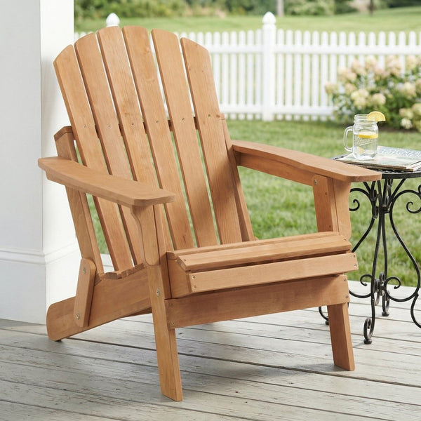 English Elm Oversize Hemlock Wood Folding Adirondack Chair for Porch Poolside Patio Backyard W2640P307500