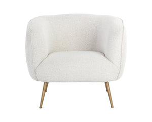 Sunpan Amara Lounge Chair – Bold Curved Frame with Gold Stainless Steel Legs for Modern Home Elegance Copenhagen White