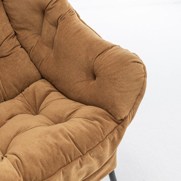 English Elm Accent Recliner Chair With Ottoman – Luxurious Camel Velvet Lounge Seat For Living Room & Office T3903P372939