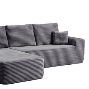 English Elm 68-inch Modular Corduroy Loveseat with Plush Grey Fabric for Modern Living Rooms W3975P415762