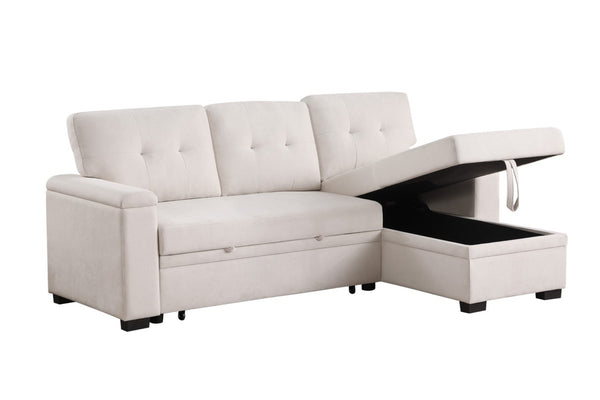 English Elm Jardin Woven Beige Sectional Sleeper Sofa with Reversible Storage Chaise for Living Rooms B2749S00248