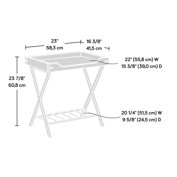 English Elm Side Table - Modern White Finish With Sturdy Metal Frame, Ideal For Small Spaces & Stylish Storage B356P367985-GIGA