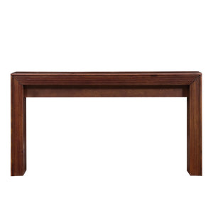 English Elm Fluted Counter Height Dining Set Narrow Bar Console with Upholstered Stool Retro Wood Walnut W1202P330890