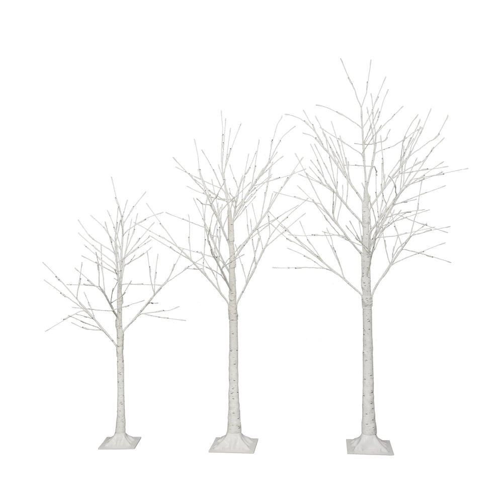 English Elm Set of Lighted Birch Tree with 216 Warm White LEDs, 3-Sizes 4/5/6FT, Indoor/Outdoor Romantic Decor N710P181843Y