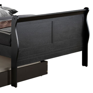 English Elm Classic Black Trundle Bed With Storage Drawers, 44"H x 57"W x 87"D Sturdy Particleboard, Traditional Style B078S00356