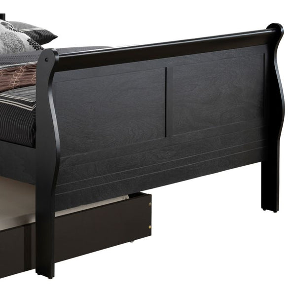 English Elm Classic Black Trundle Bed With Storage Drawers, 44"H x 57"W x 87"D Sturdy Particleboard, Traditional Style B078S00356