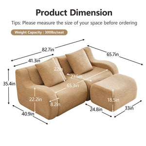English Elm L-Shaped Teddy Fabric 2-Seat Sofa - No Assembly, Ergonomic Design, High-Density Comfort For Any Space W714S01429