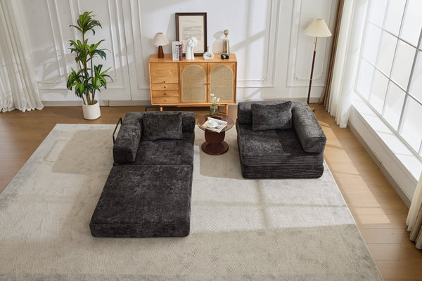 English Elm Compression Convertible Floor Sofa Bed - Flexible Modular Chenille Loveseat For Small Spaces, No Assembly! W3723P345650