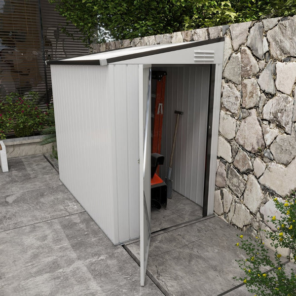 English Elm Outsunny Lean to Galvanized Steel Outdoor Storage Shed with Lockable Door and Air Vents W2225P229424