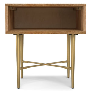 English Elm Fallon Solid Mango Wood End Table with Gold Iron Base for Living Room Bedroom B136P420277